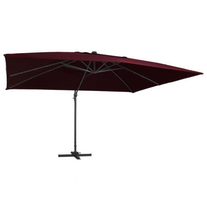 Umbrelă în consolă de grădină cu LED-uri - roșu bordo 400x300 cm