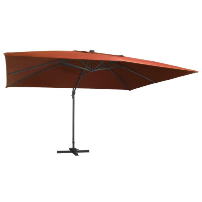 Umbrelă în consolă de grădină cu LED-uri - cărămiziu - 400x300 cm