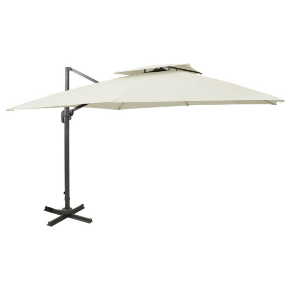 Umbrelă în consolă cu înveliș dublu - nisipiu - 300x300 cm