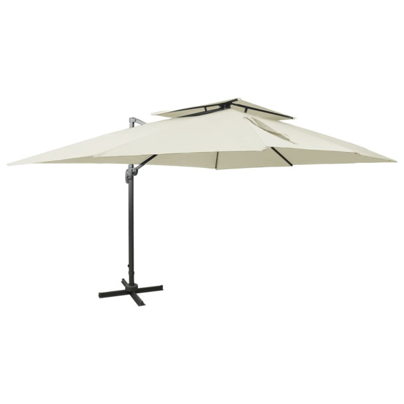 Umbrelă în consolă cu înveliș dublu - nisipiu - 400x300 cm