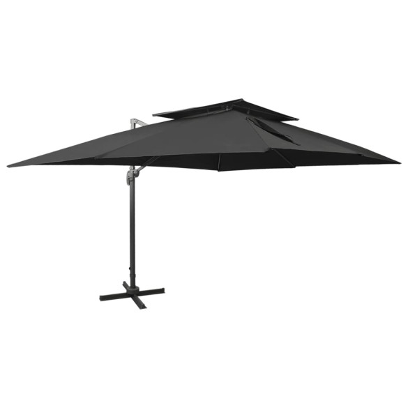 Umbrelă în consolă cu înveliș dublu - negru - 400x300 cm