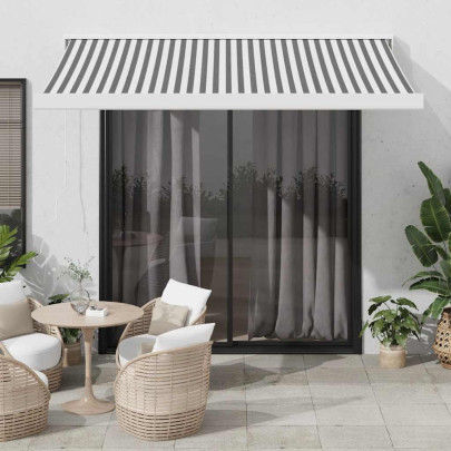 Copertină retractabilă antracit/alb - 3x2,5 m - textil/aluminiu