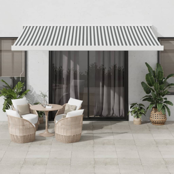 Copertină retractabilă antracit/alb - 4,5x3 m - textil/aluminiu