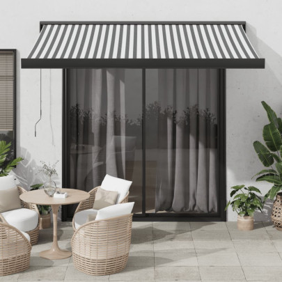 Copertină retractabilă antracit/alb - 3,5x2,5 m - textil/aluminiu