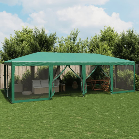 Cort de petrecere cu 12 pereți din plasă - verde - 8x4 m - HDPE