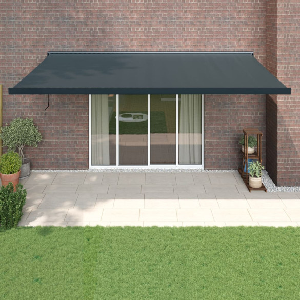 Copertină retractabilă - antracit - 5x3 m - textil și aluminiu