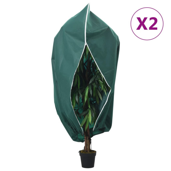 Protecție de fleece plante cu fermoar - 2 buc - 70 g/m² - 1x1,55 m