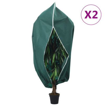 Protecție de fleece plante cu fermoar 2 buc 70 g/m² 1,55x1,55 m