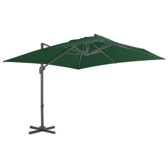 Umbrelă în consolă cu stâlp din aluminiu - verde - 400x300 cm