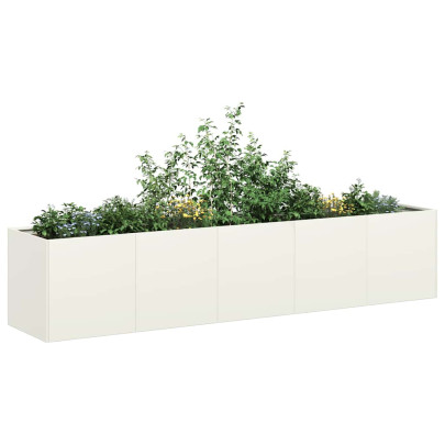 Jardinier alb 200x40x40 cm Oțel laminat la rece