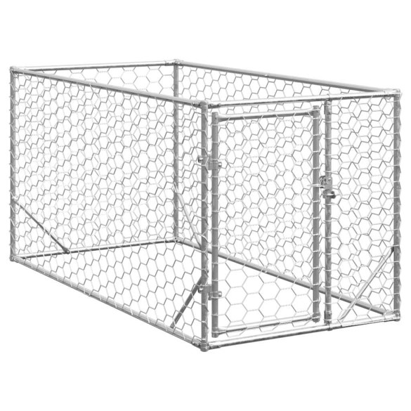 Canisa de exterior pentru caini cu usa 2x1x1 m otel galvanizat