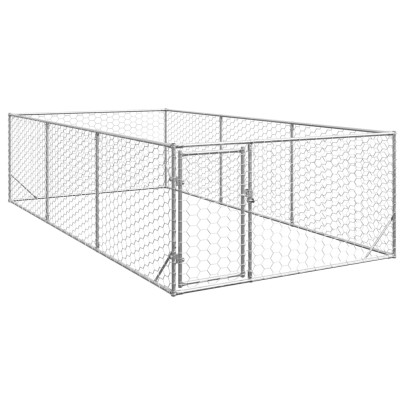 Canisa de exterior pentru caini cu usa 2x4x1 m otel galvanizat