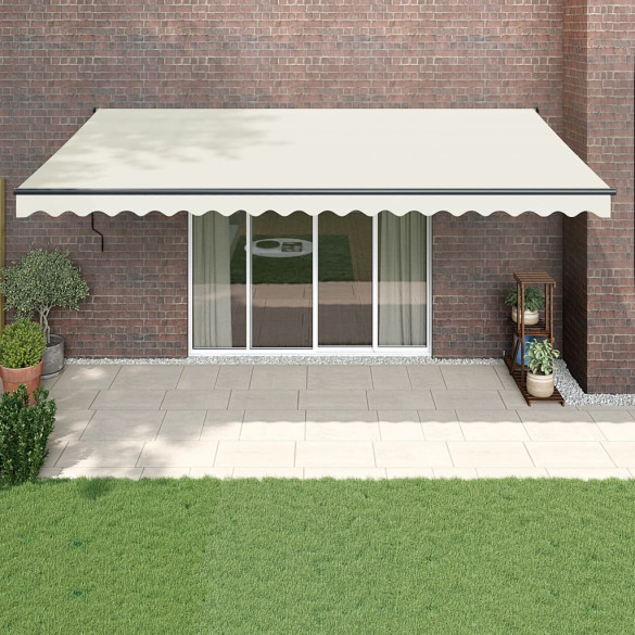 Copertină retractabilă - crem - 5x3 m - textil și aluminiu