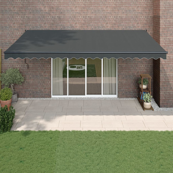 Copertină retractabilă - antracit - 5x3 m - textil și aluminiu