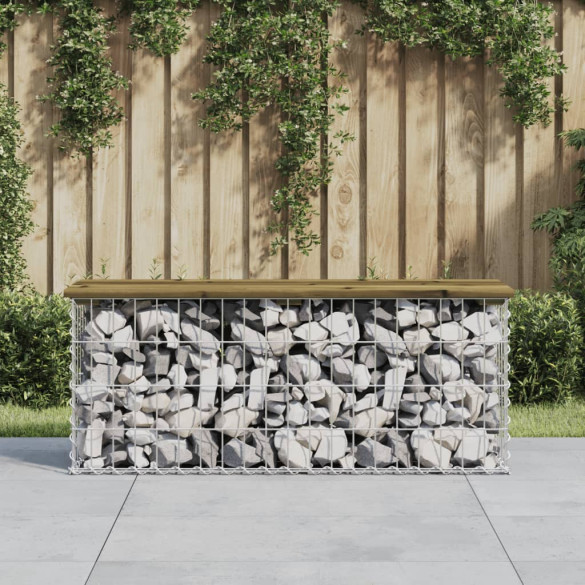 Bancă grădină - design gabion - 103x31,5x42cm - lemn pin impregnat