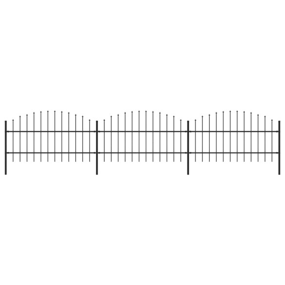 Gard de grădină cu vârf suliță - negru - 5,1 m - oțel