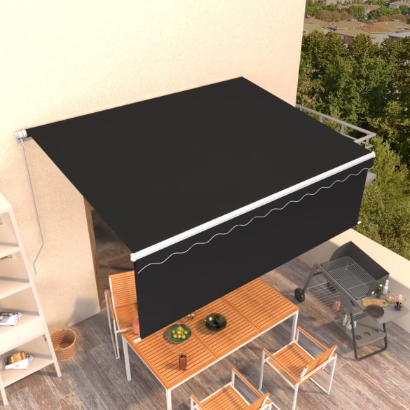 Copertină retractabilă manual cu stor - antracit - 4x3 m