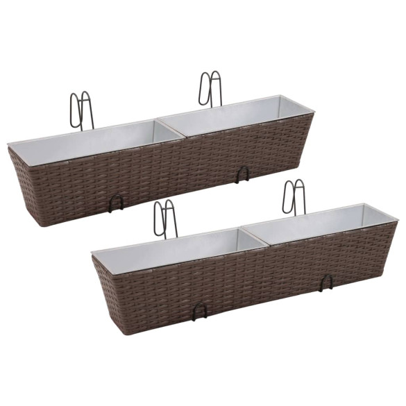 Jardinieră din ratan pentru balcon - 80 cm - 2 buc - Maro