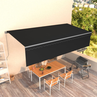 Copertină retractabilă manual cu stor - antracit - 6x3 m