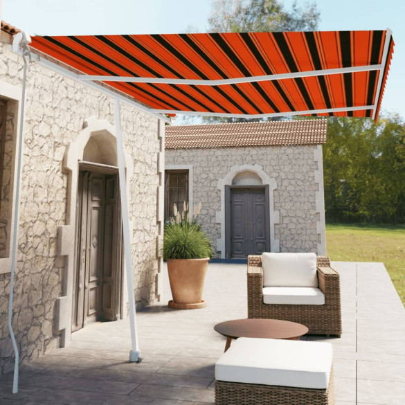 Copertină autonomă retractabilă manual - oranj/maro - 350x250 cm