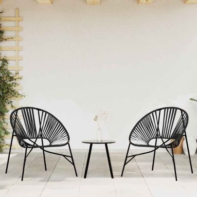 Set scaune de grădină 3 buc Poly Rattan negru