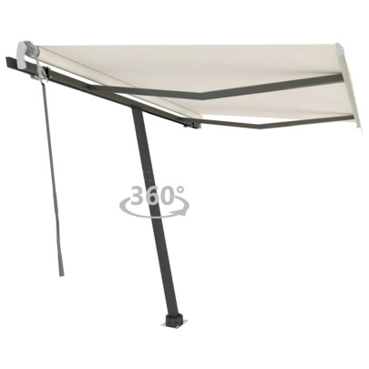 Copertină autonomă retractabilă manual - crem - 300x250 cm