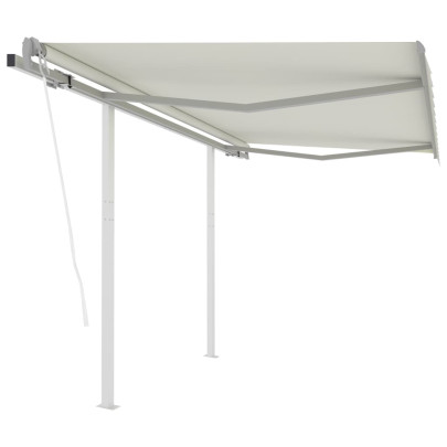 Copertină retractabilă automat cu stâlpi - crem - 3x2,5 m