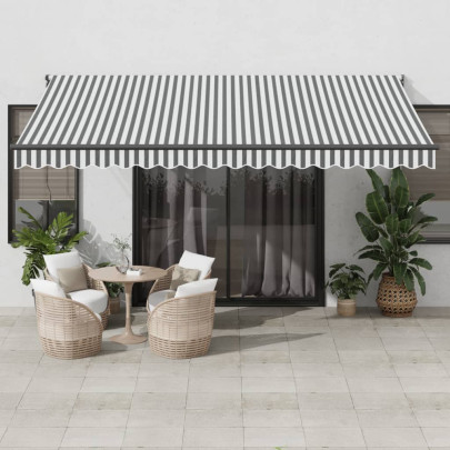 Copertină retractabilă antracit/alb - 4,5x3 m - textil/aluminiu