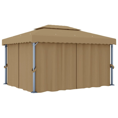 Pavilion cu perdea - gri taupe - 4x3 m - aluminiu