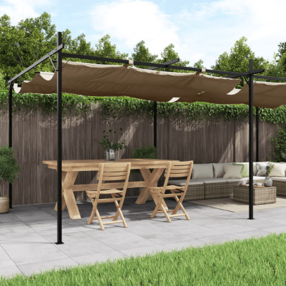 Pergola cu acoperiș retractabil - gri taupe - 589x292x230 cm