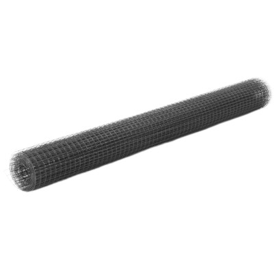 Plasă de sârmă găini - gri - 25 x 1,5 m - oțel cu înveliș PVC