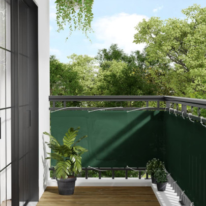 Paravan de balcon verde închis 75x700 cm 100% poliester oxford