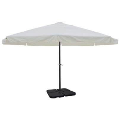 Umbrelă de soare de grădină din aluminiu cu bază portabilă - alb