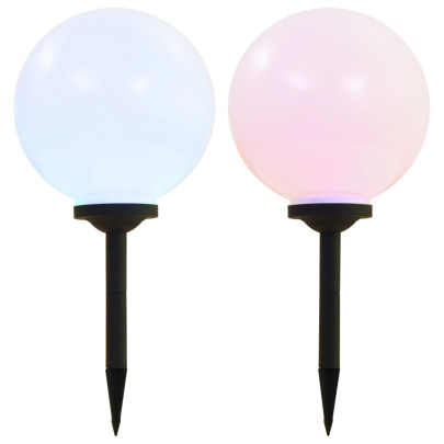 Lămpi solare de exterior cu LED - 2 buc - 30 cm - RGB - sferic
