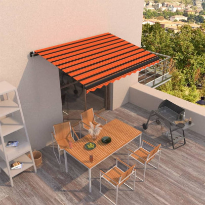 Copertină retractabilă manual - portocaliu și maro - 300x250 cm
