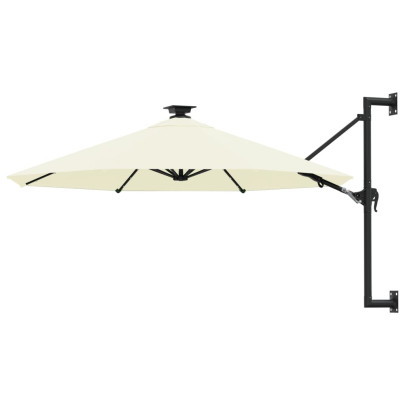 Umbrelă de soare montată pe perete cu LED-uri - nisipiu - 300 cm