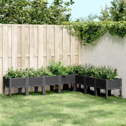 Jardinieră de grădină cu picioare - negru - 200x160x42 cm - PP