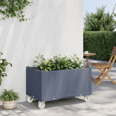 Jardinieră de grădină cu picioare - gri - 80x50x54 cm - PP