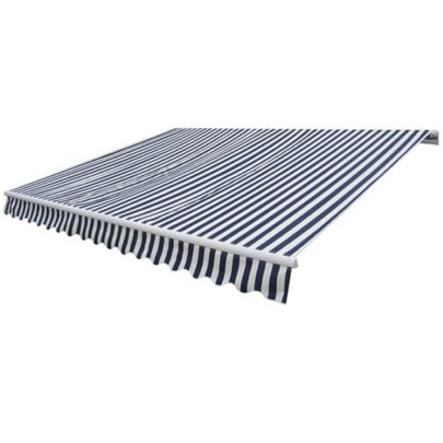 Copertină pliabilă cu acționare manuală - 300 cm - albastru/alb