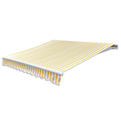 Copertină pliabilă motorizată - 400 cm - galben/alb