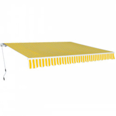Copertină pliabilă acționată manual - galben/alb - 600 cm