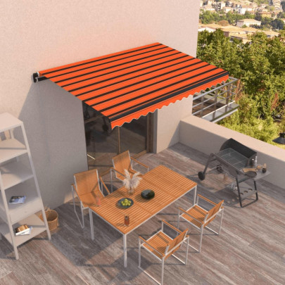 Copertină retractabilă manual - portocaliu/ maro - 450x350 cm