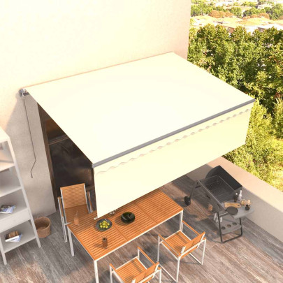 Copertină retractabilă manual cu stor - crem - 4,5x3 m