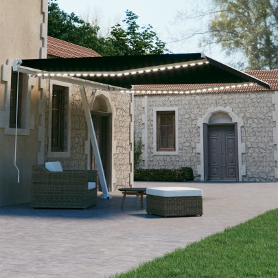 Copertină retractabilă manual cu LED - antracit - 400x300 cm