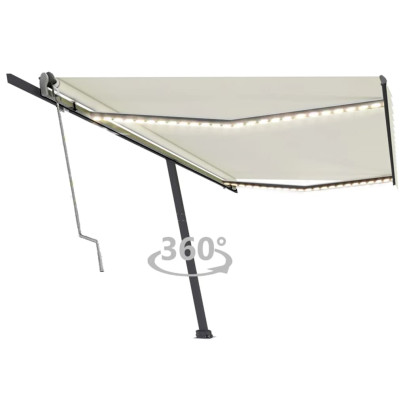 Copertină automată cu senzor vânt & LED - crem - 500x300 cm