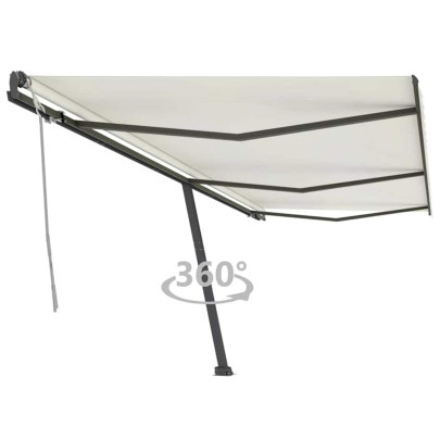 Copertină autonomă retractabilă manual - crem - 600x300 cm