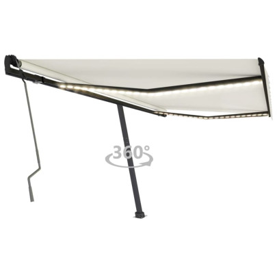 Copertină retractabilă manual cu LED - crem - 400x350 cm