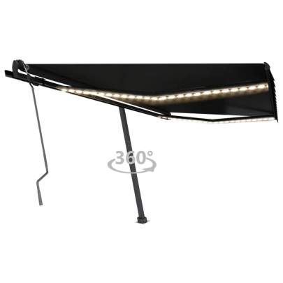 Copertină retractabilă manual cu LED - antracit - 400x350 cm