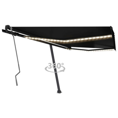 Copertină retractabilă manual cu LED - antracit - 450x350 cm