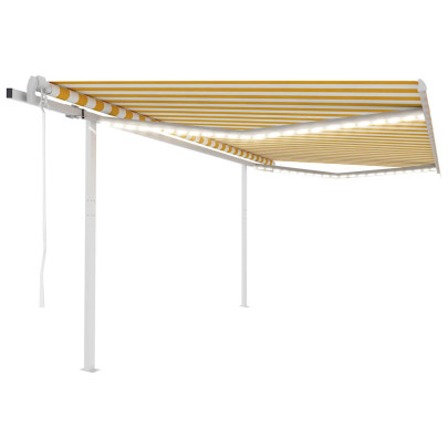 Copertină automată cu senzor vânt&LED - galben&alb - 4x3 m